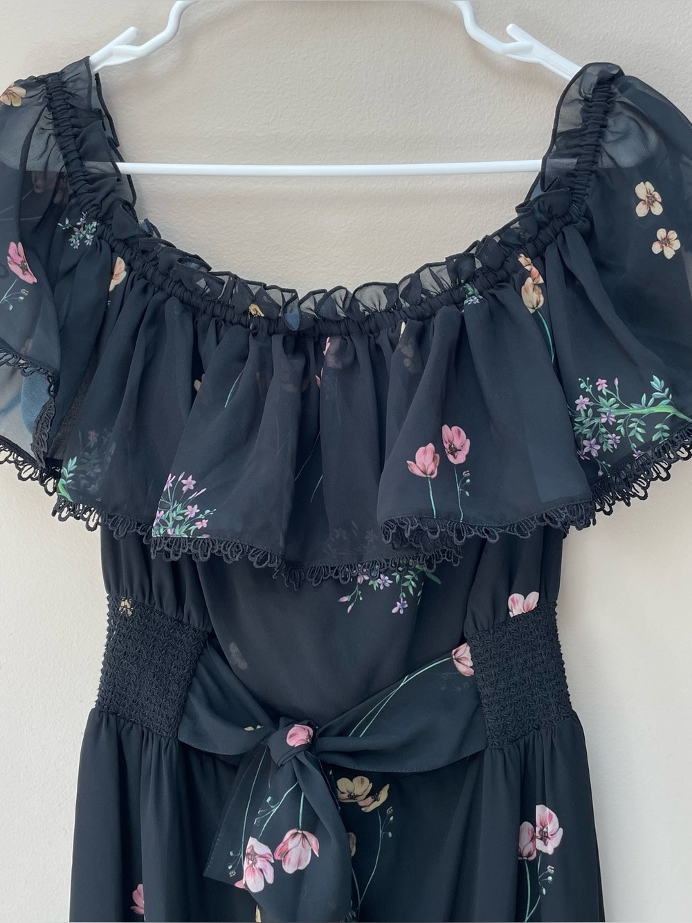 Sachin & Babi Black Floral Nikki Dress Dark Garden Maxi Off Shoulder Size 10 - Picture 6 of 12